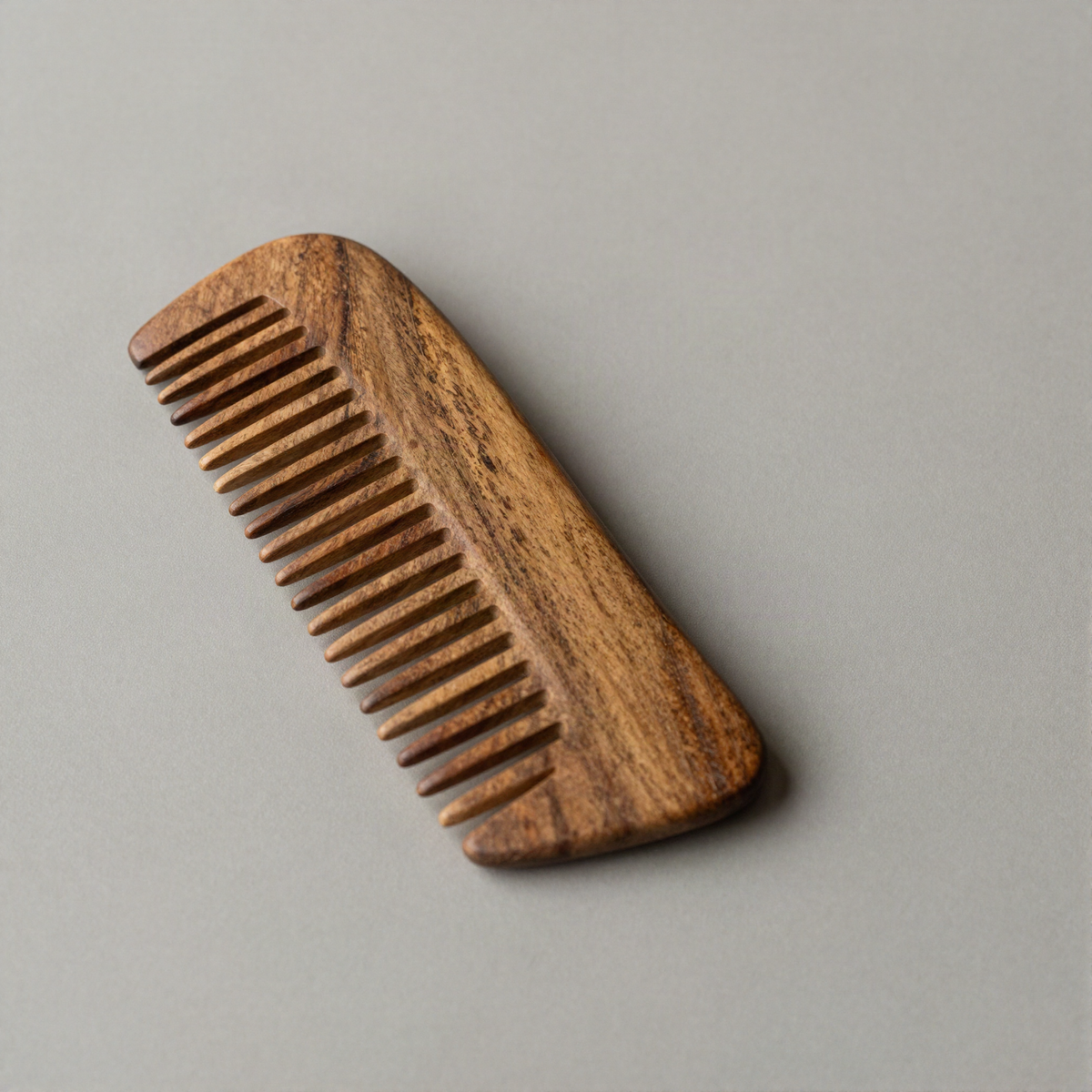 Wood-Handle Hair Comb, Fine Tooth
