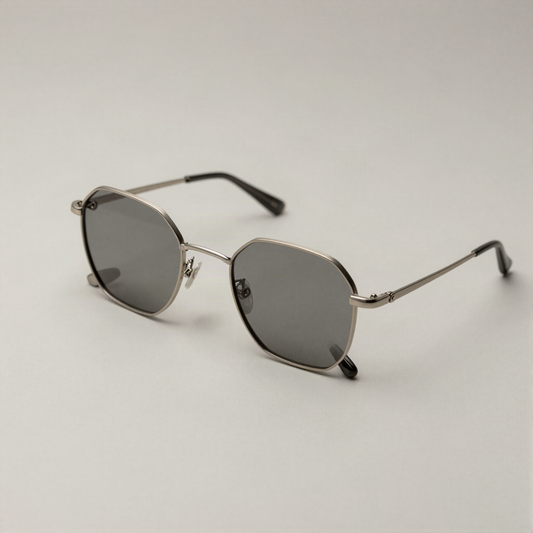 Wire Hexagon Sunglasses, Gunmetal