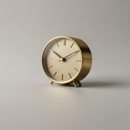 Desk Clock, Brushed Brass, Analog