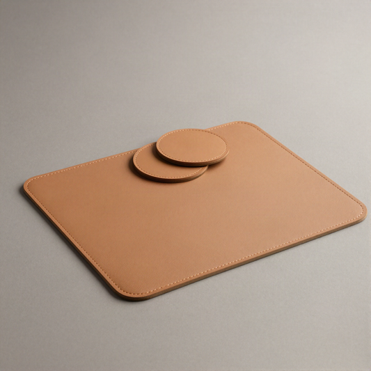 Leather Desk Mat and Coaster Set
